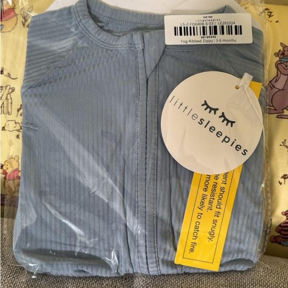 Little Sleepies Fog Ribbed Zippy One-Piece Footie - Light Blue / NWT